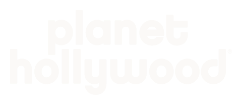The planet hollywood logo is on a white background.