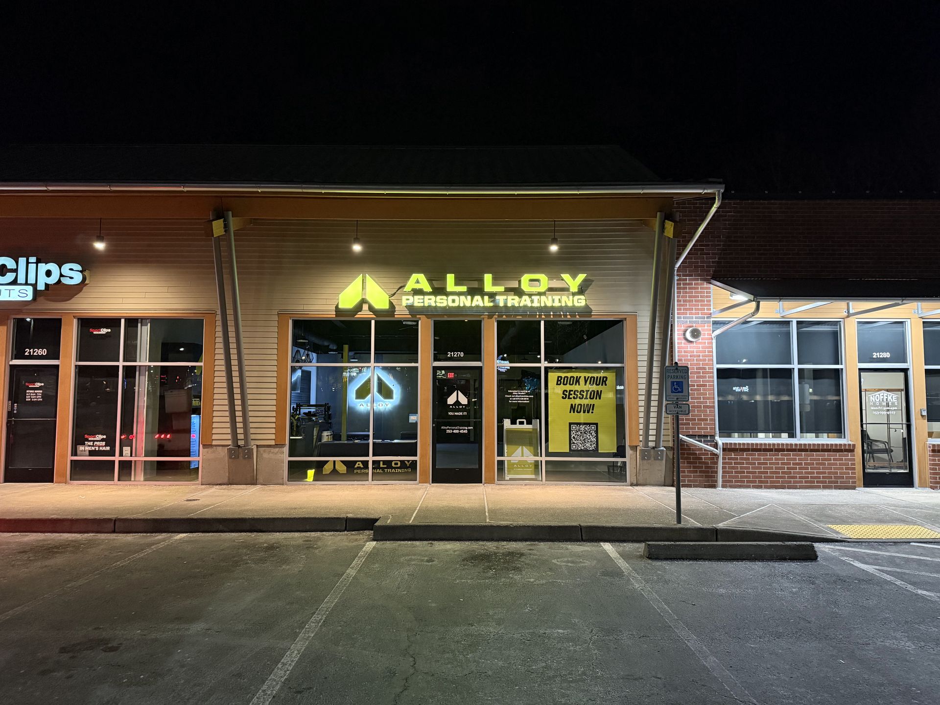 A building with a sign that says alloy on it