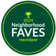 A green circle with the words neighborhood faves nextdoor on it