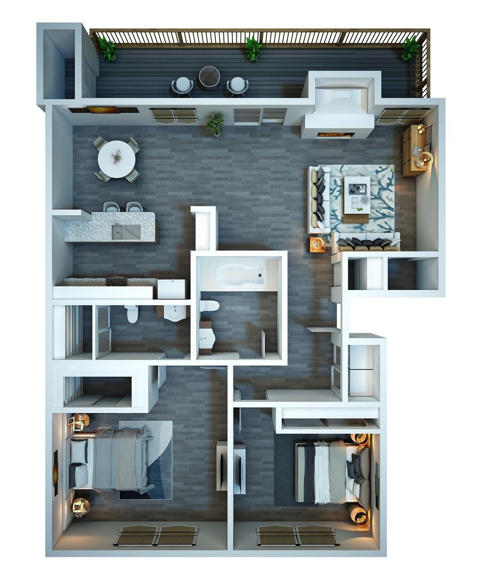 2 bed 2 bath floor plan