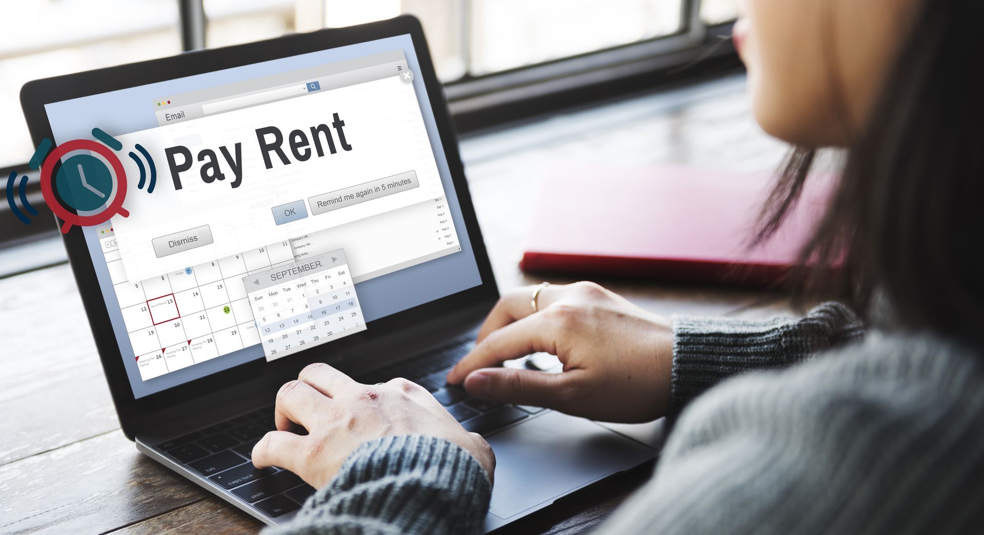 woman paying rent online