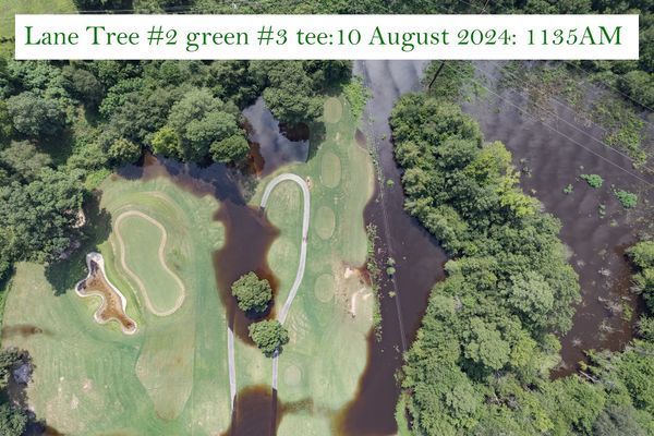 An aerial view of lane tree # 2 green # 3 tee