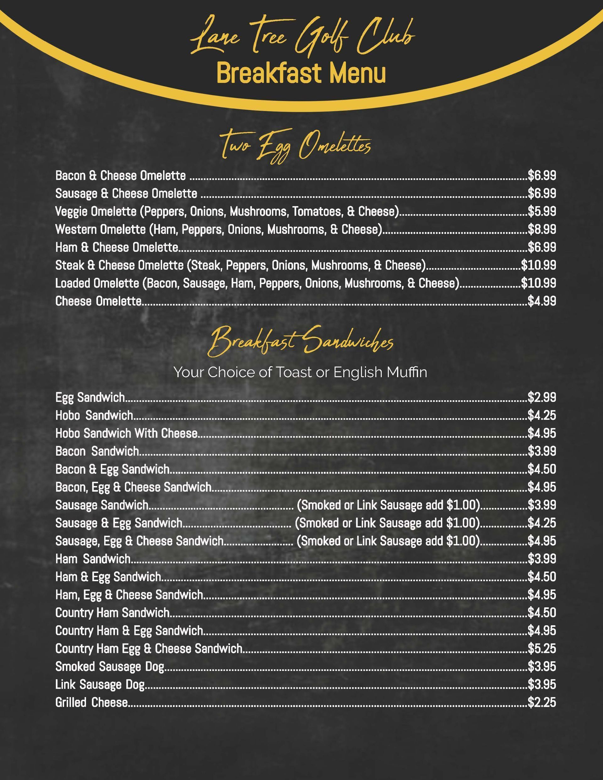 A menu for a restaurant with a chalkboard background