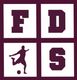 Maroon-and-white sports logo with letters F, D, and S around a soccer player silhouette