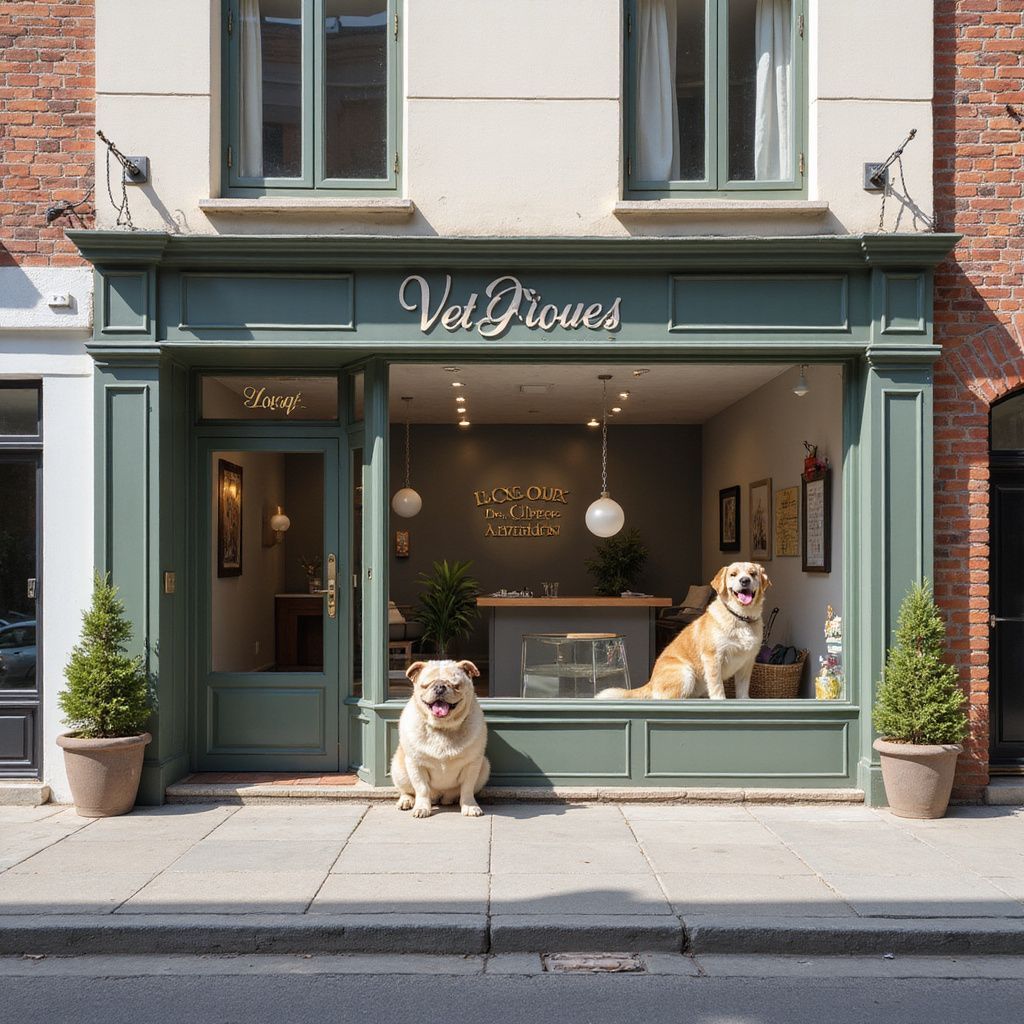 Two dogs sitting in front of