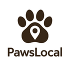 Brown paw print with white location pin over