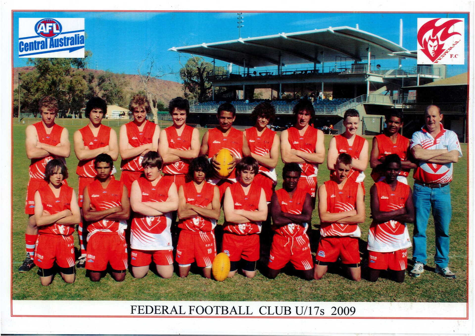 A group of soccer players are posing for a photo in 2009