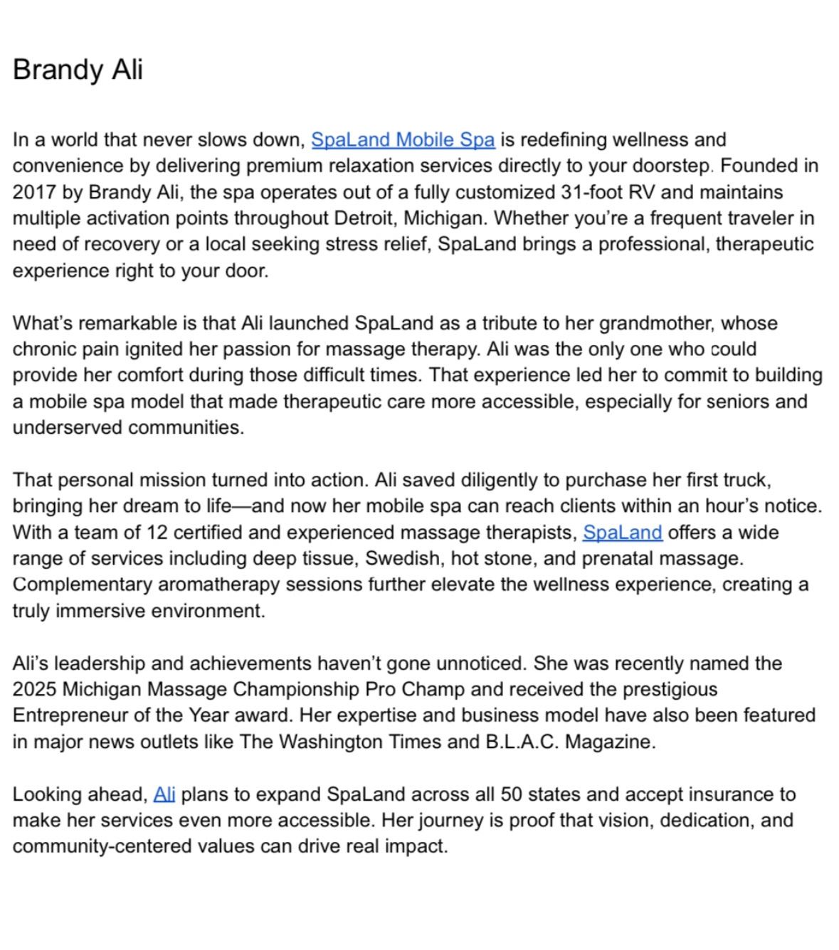 A page of a book titled brandy ali in a world that never does dawn.