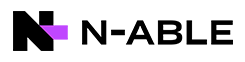 A black and purple logo for n-able on a white background.