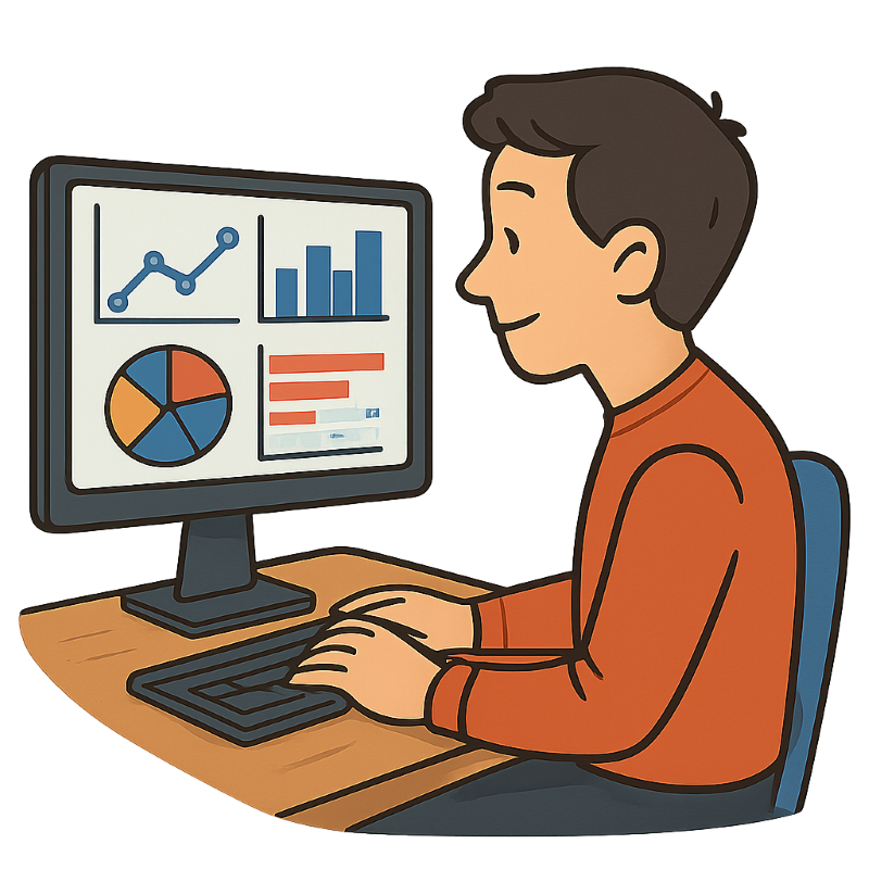 A man is sitting at a desk using a computer.