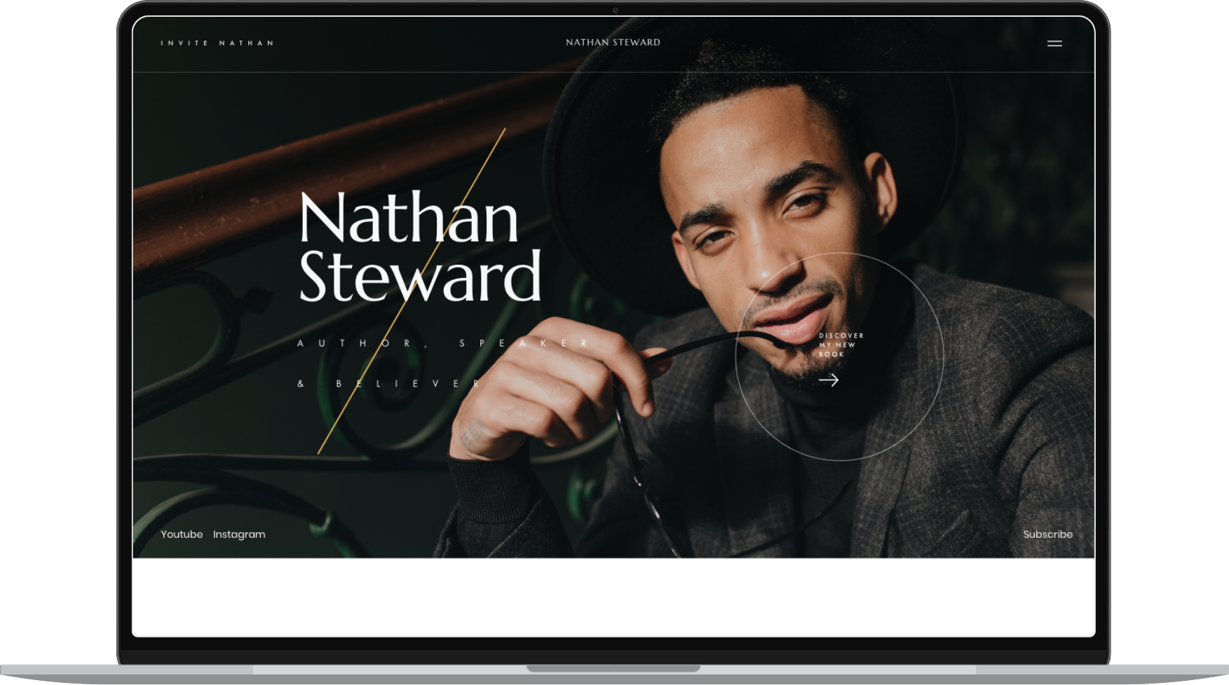Nathan Steward website template displayed on desktop