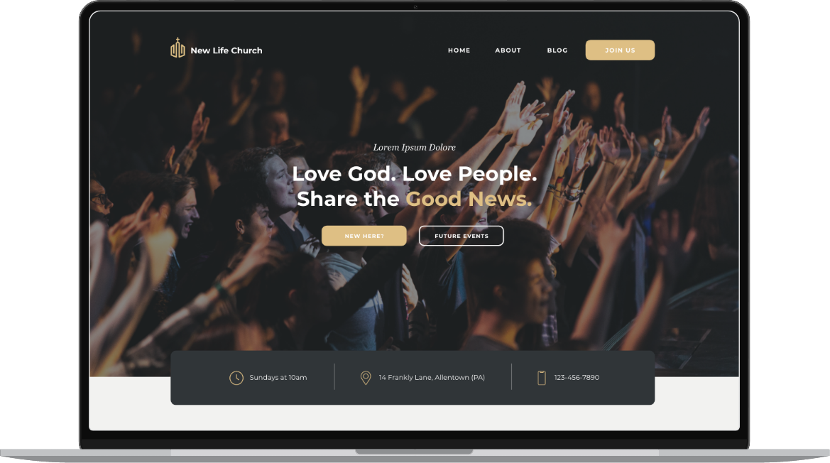 New Life Church website template displayed on desktop