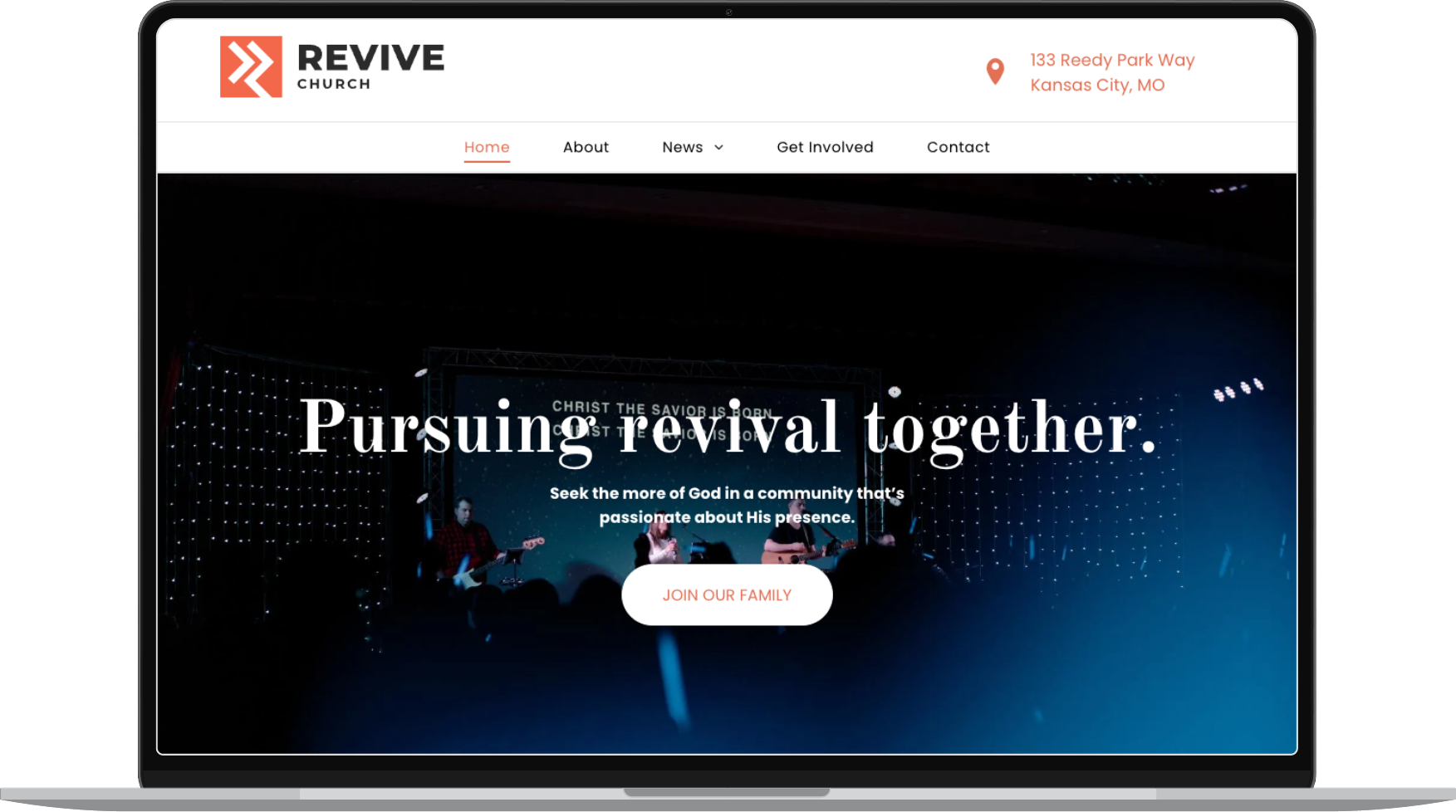 Revive Church website template displayed on desktop