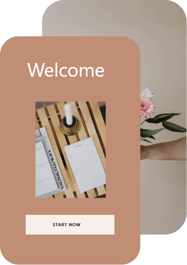 welcome page with candles and flowers