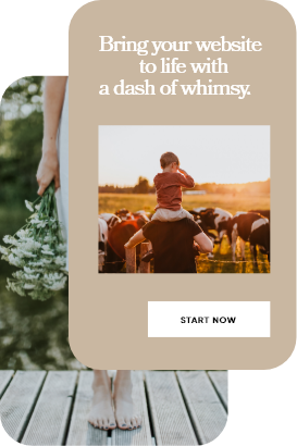 website template card that says bring your website to life with a dash of whimsy