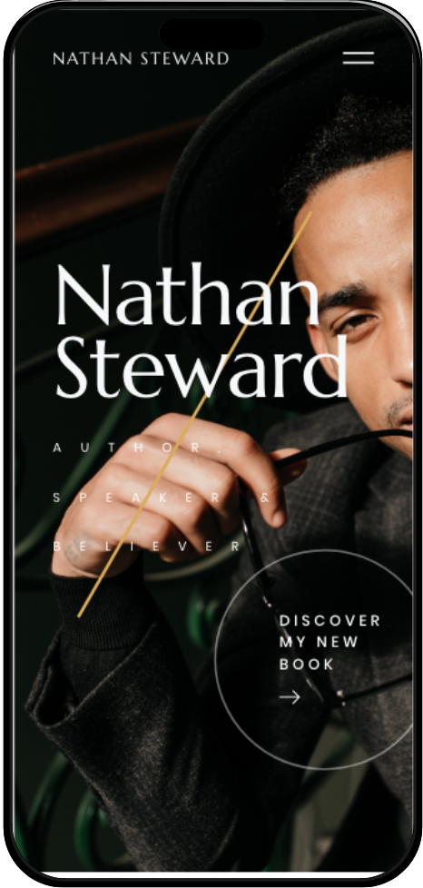 Nathan Steward website template displayed on mobile