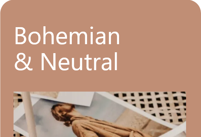website template card that says bohemian & neutral