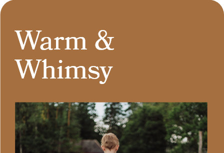 website template card that says warm & whimsy