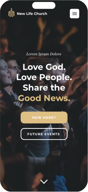 New Life Church website template displayed on mobile