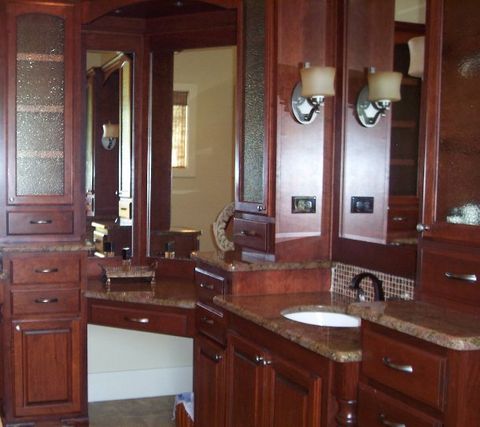 bathroom cabinets on every wall design and installed by JB Murphy Co