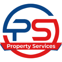 Logo for Property Services featuring a stylized blue 'P' and red 'S' inside a circular outline, with text at the base.