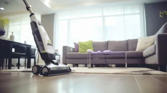 vacum in the living room professional cleaning