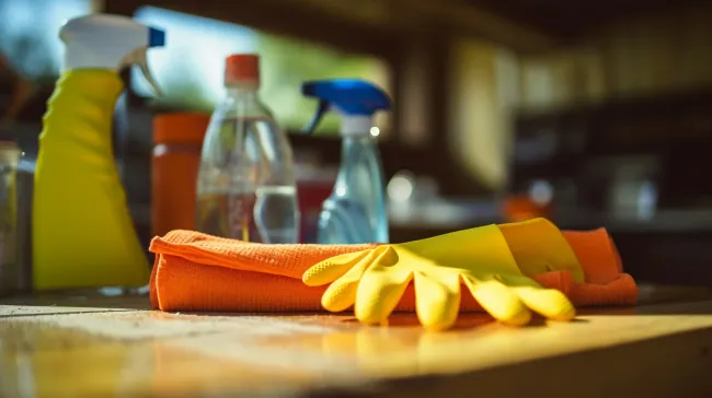 gloves and cleaning tools