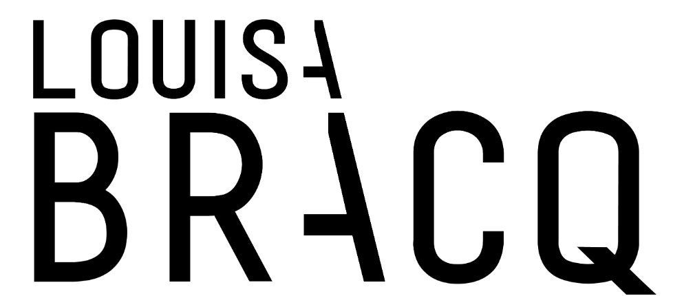 Een zwart-wit logo voor louisa bracq op een witte achtergrond.