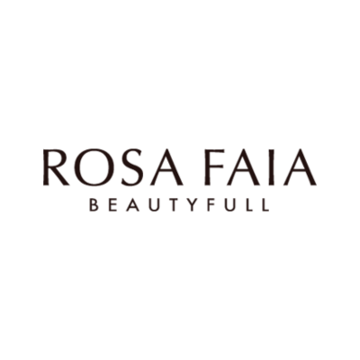 Een zwart-wit logo voor rosa faia beauty full