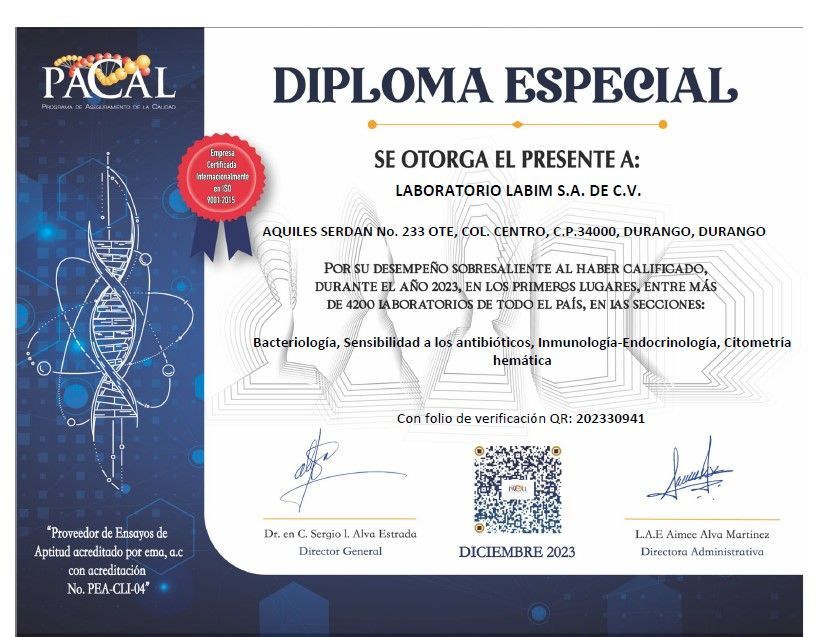 LABIM SA DE CV - DIPLOMA ESPECIAL