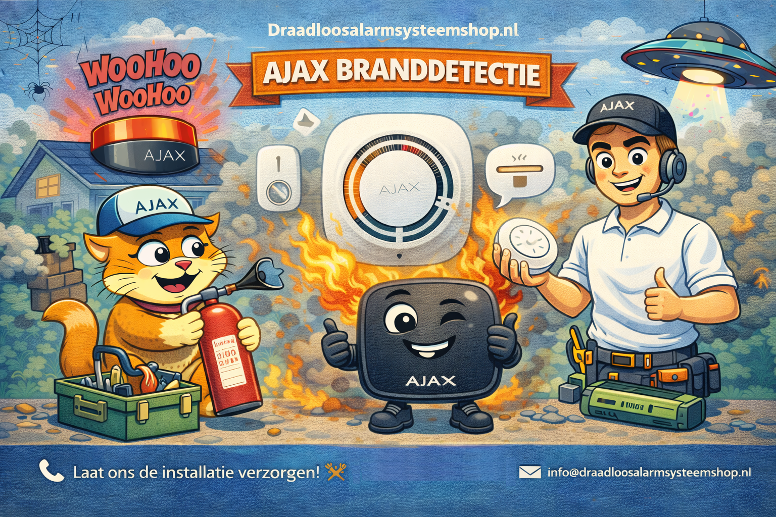 AJAX draadloze branddetectie met rookmelders - Slimme brandbeveiliging