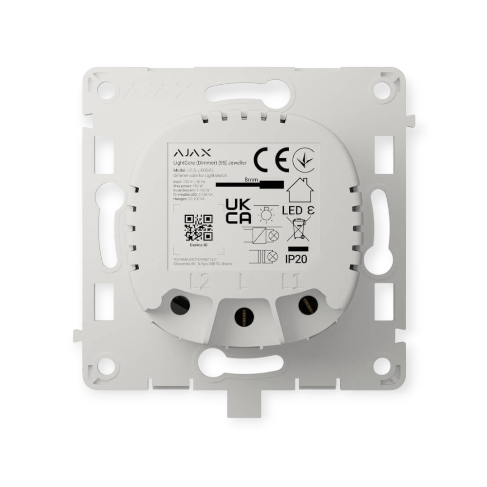 Ajax LightCore Dimmer Jeweller achterkant
