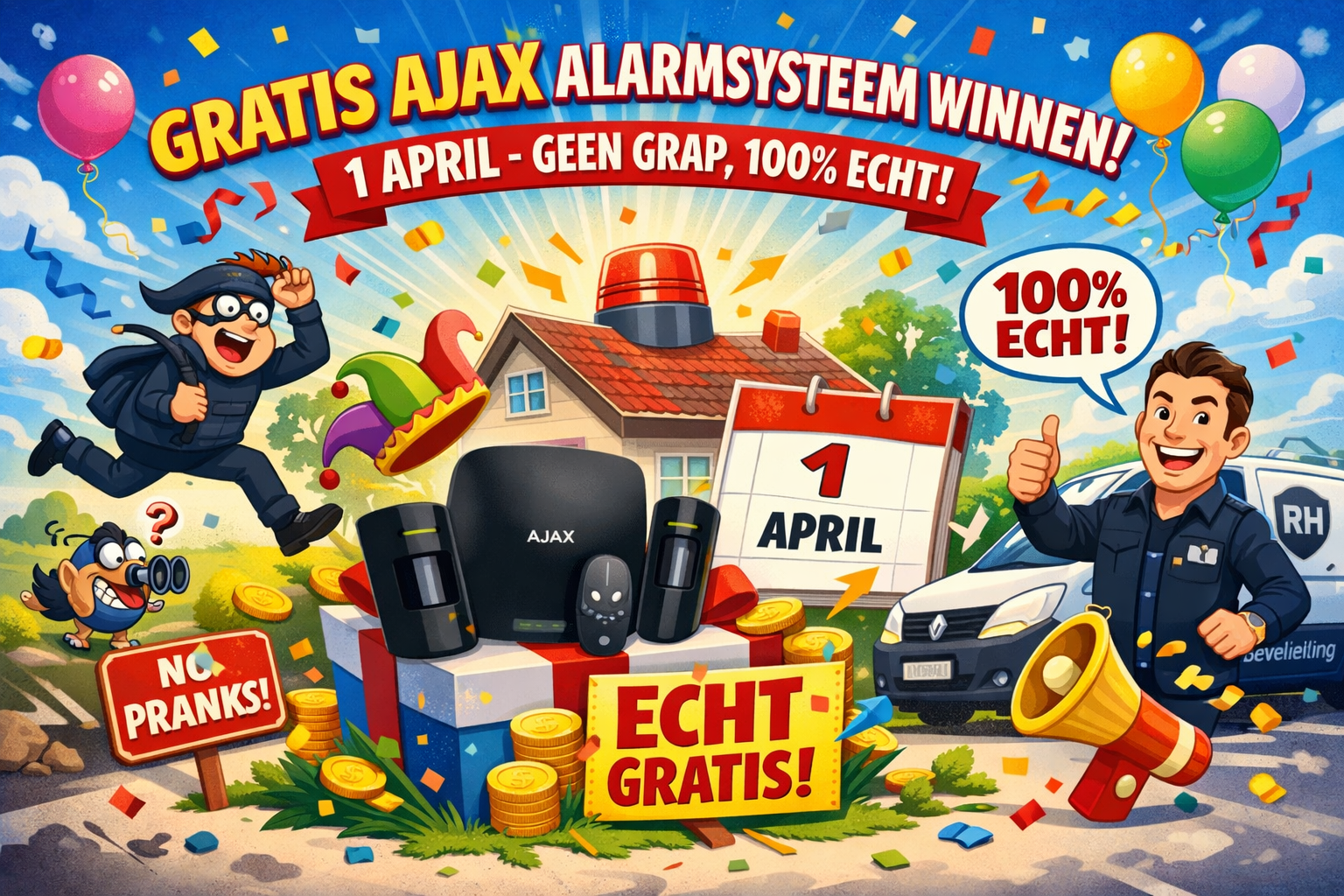 Gratis AJAX alarmsysteem winnen op 1 april, geen grap en 100% echt!
