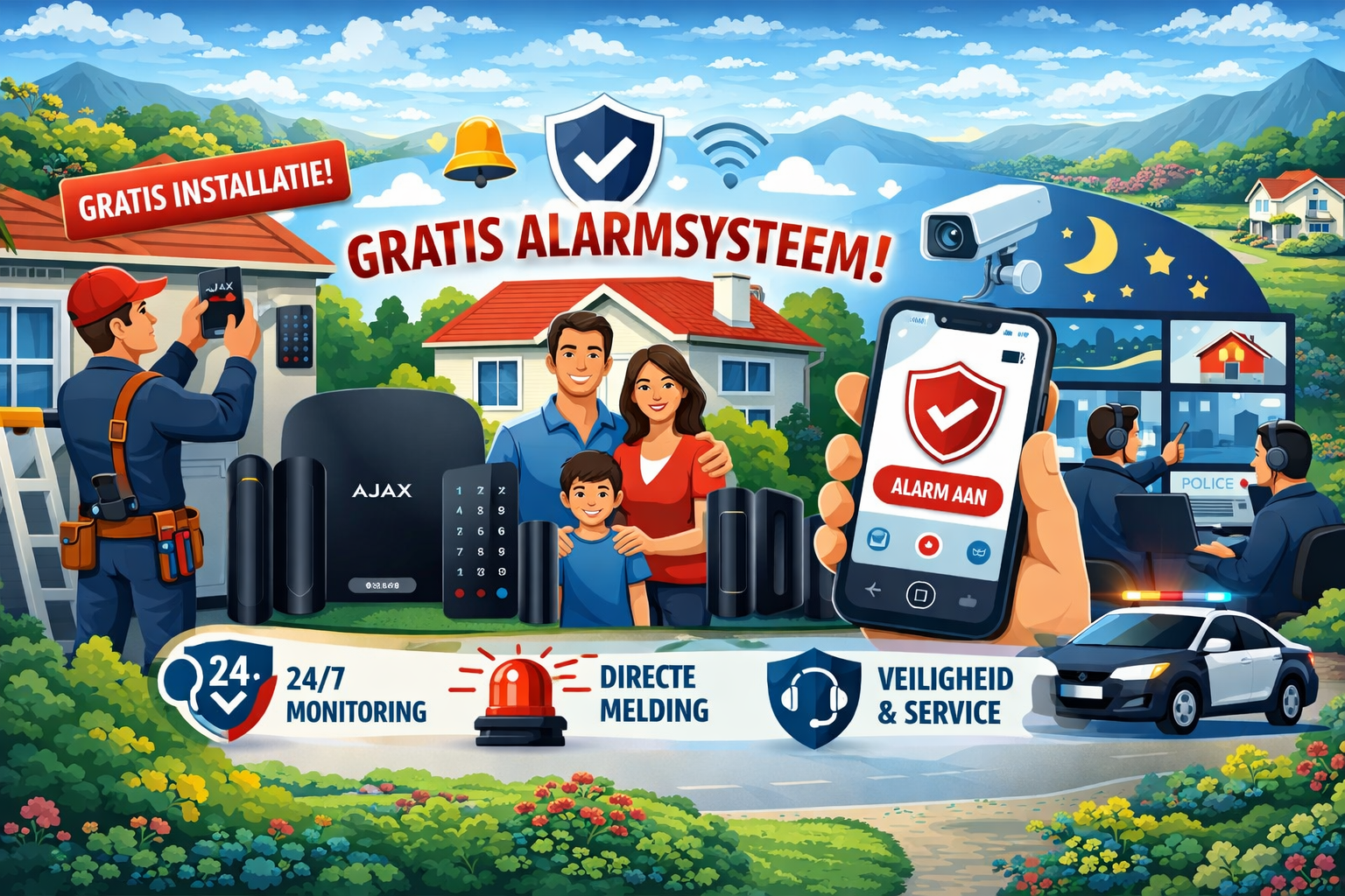 Gratis alarmsysteem inclusief installatie, direct professioneel beveiligd