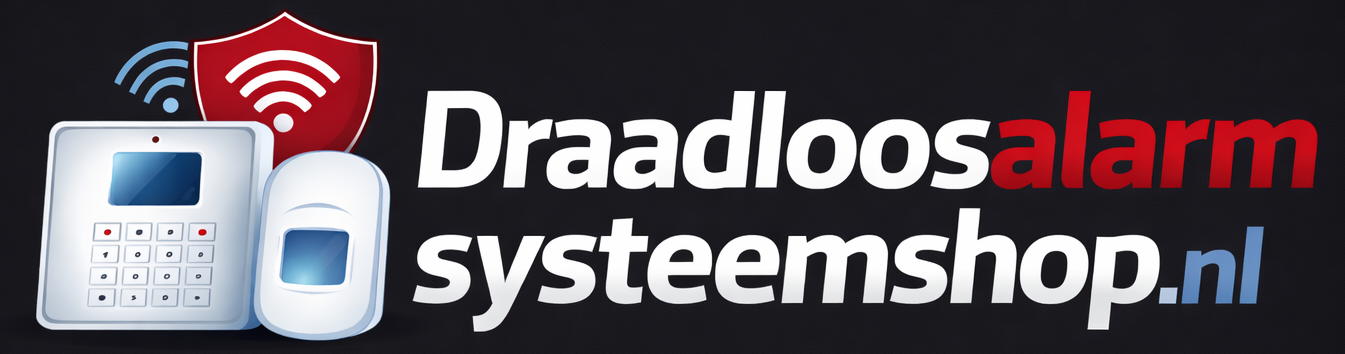 Logo draadloosalarmsysteemshop kleur zwart