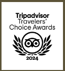 A black and white logo for tripadvisor travelers choice awards.