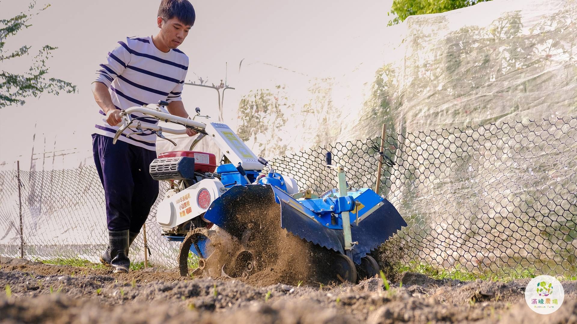 A man is plowing a field with a tractor.