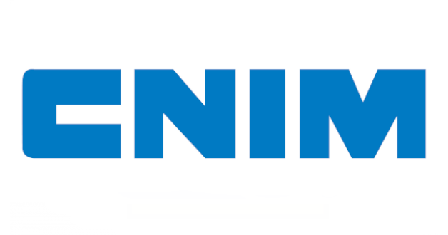a blue cnim logo on a white background