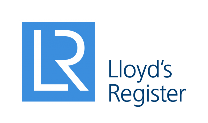 A blue and white logo for lloyd 's register
