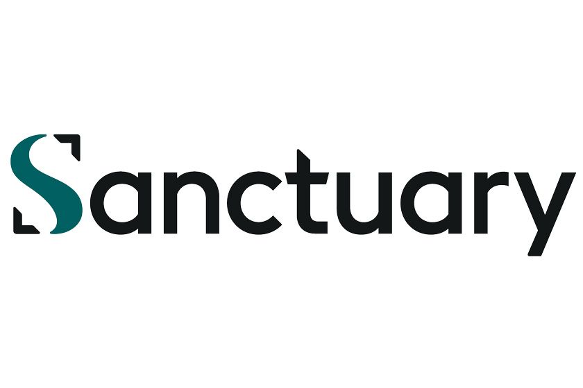 a logo for Sanctuary Housing is shown on a white background .