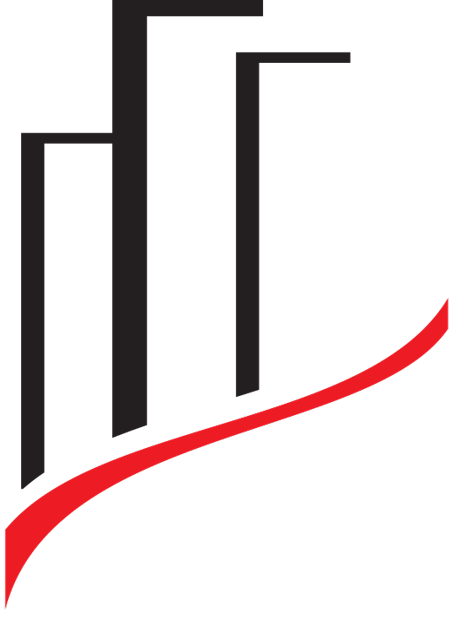 A black and red logo with two crosses and a red line.