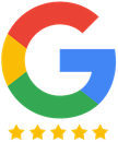 A google logo with five stars on it