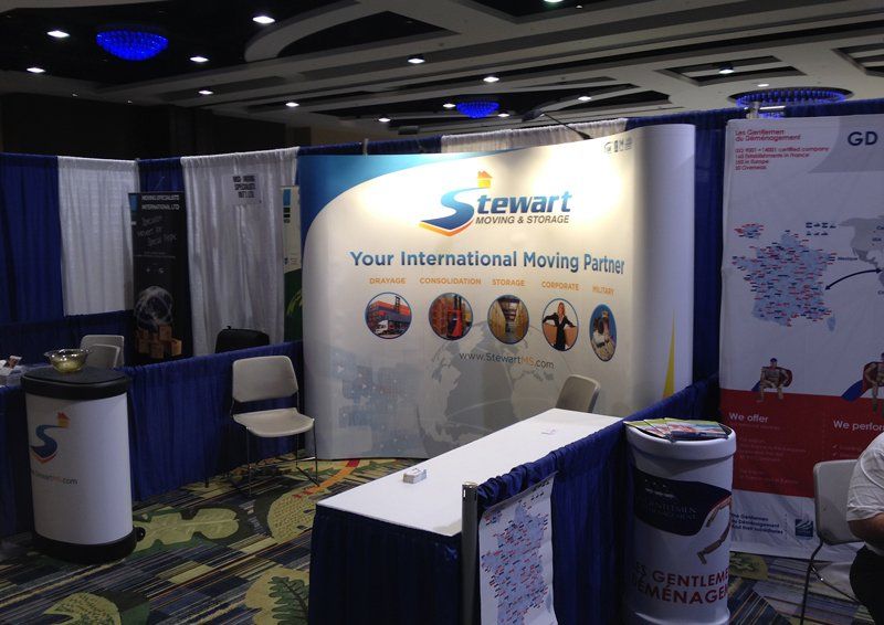 stewart moving and storage river city consulting tradeshow backdrop design and printing
