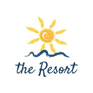 A logo for the resort with a sun and waves.
