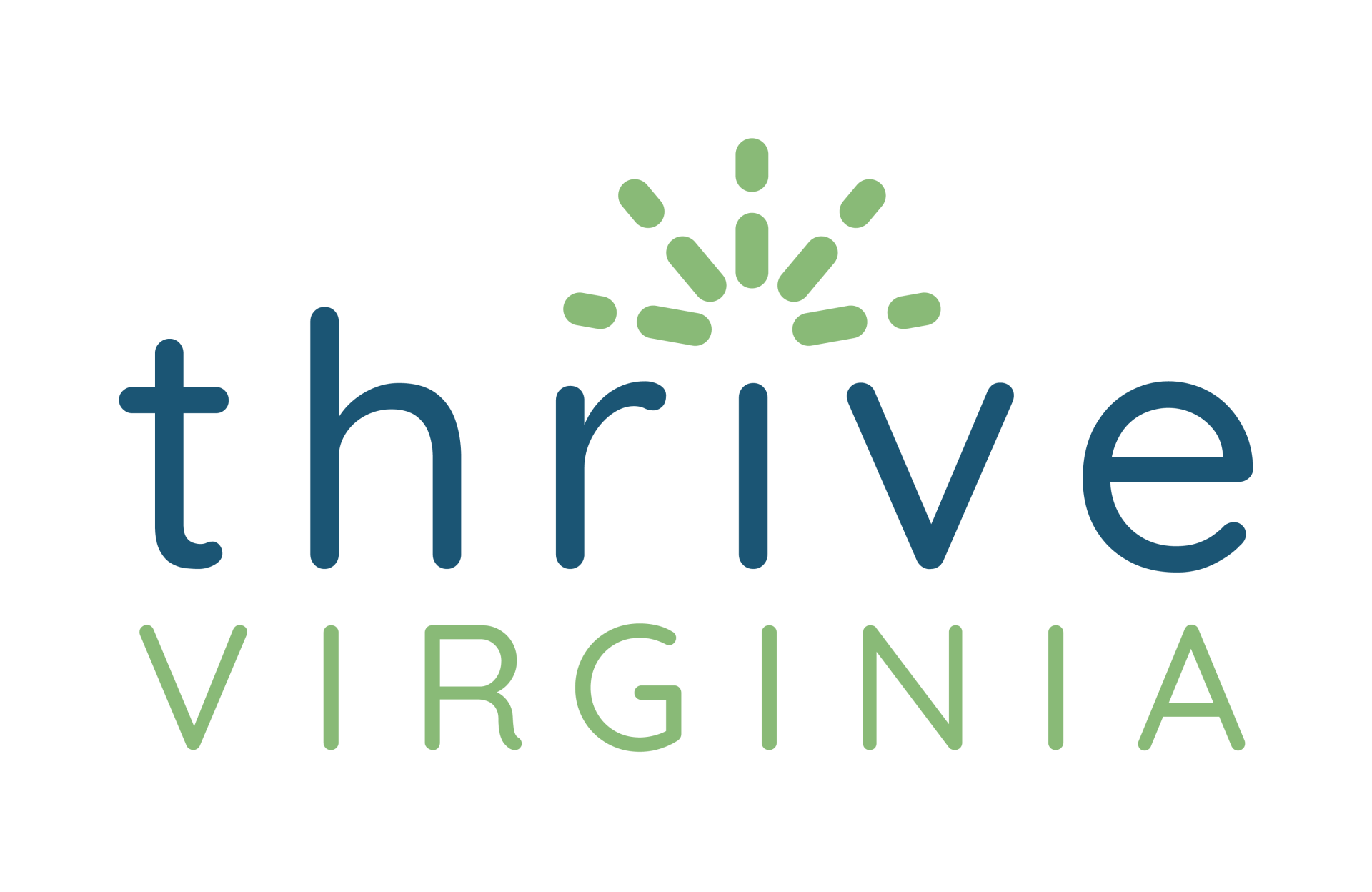 The logo for thrive virginia has a tree in the middle of it.