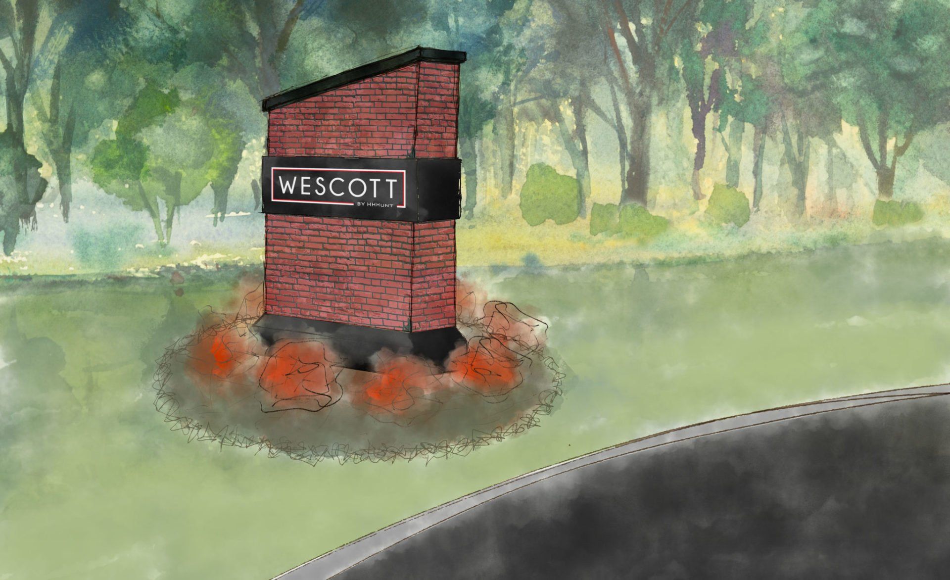 wescott community water color entry way signage daytime