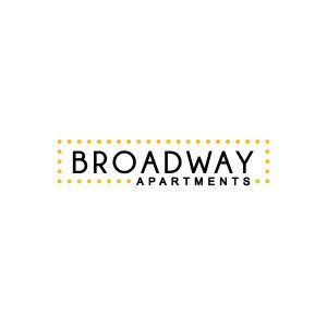 A logo for broadway apartments on a white background.