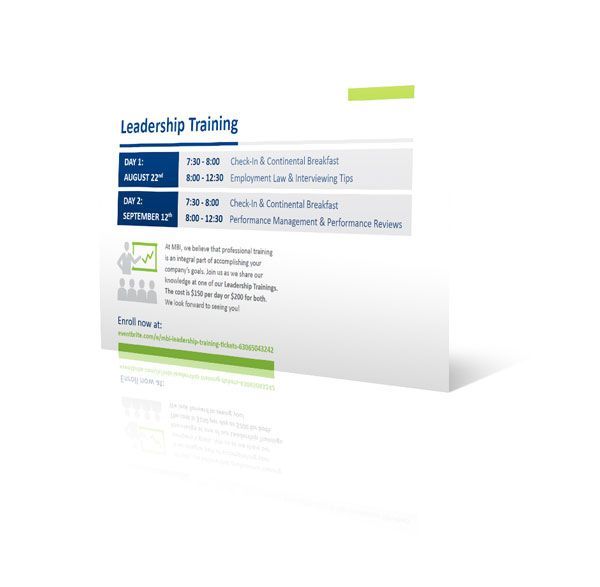 A flyer for leadership training is displayed on a white background