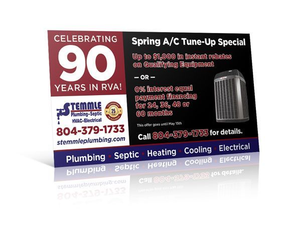 A card that says celebrating 90 years in rva