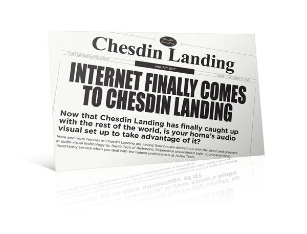 A newspaper that says internet finally comes to chesdin landing